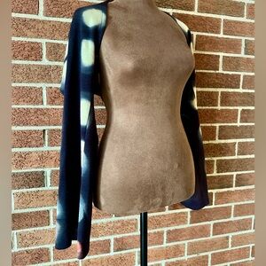 Ocelot Knit Shrug Sweater Navy/Beige Tie Dye Long Sleeve, Size S